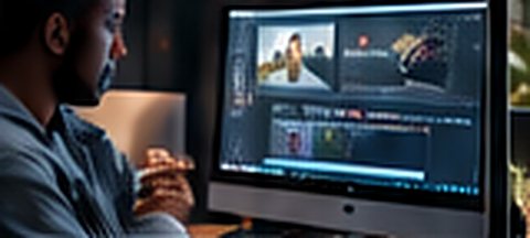A creator editing video content on a desktop monitor