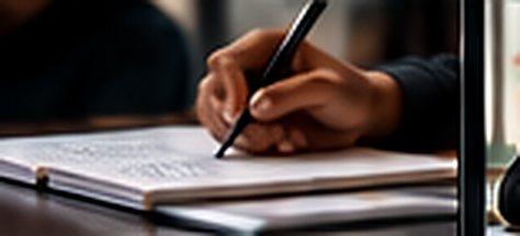 A hand writing in a notebook, drafting an agreement